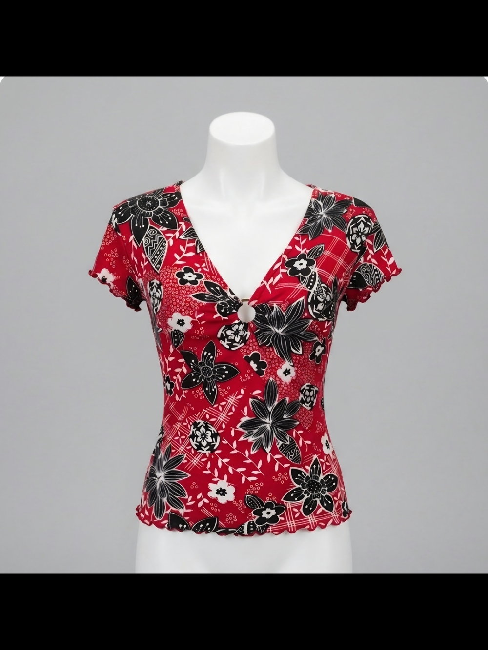 Y2K Bold Floral Boho Indie Botanical Print Top